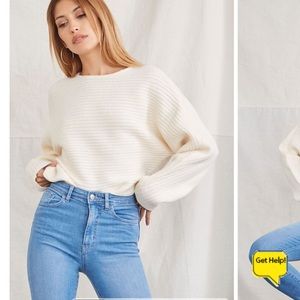 Ribbed Dolman-Sleeve Sweater